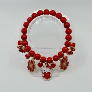 Red Hello Kitty Beaded Charm Bracelet